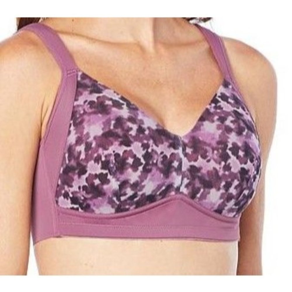 Rhonda Shear 2pk Molded Cup Bra w/Mesh Overlay 786-468 Watercolor Floral /Blk 1X